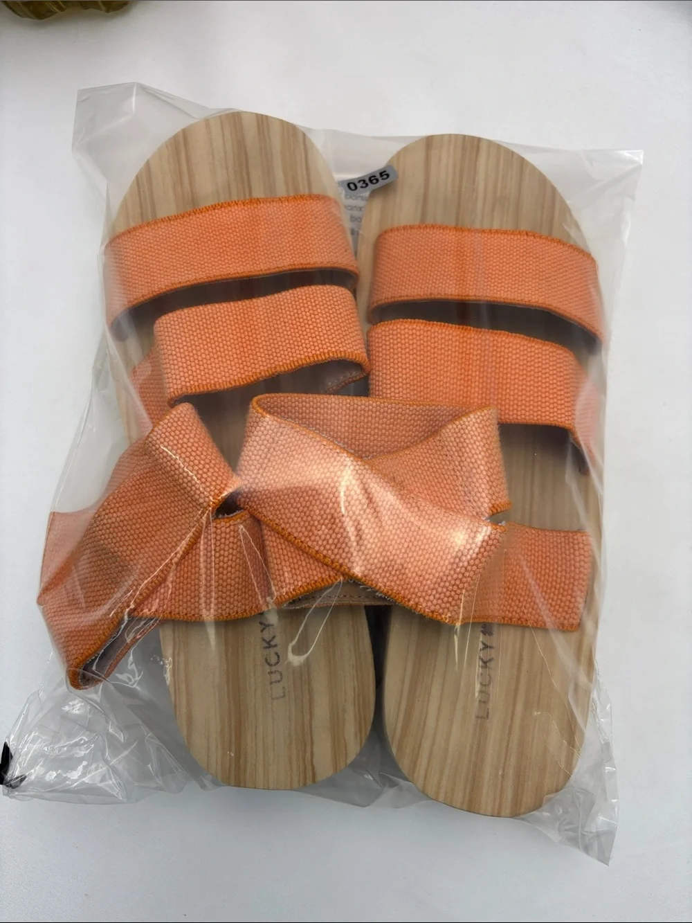 Lucky‎ Brand Women’s 5 Orange Platform Sandals with Wood-Effect Wedge #365 OBO